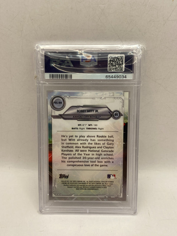 Bobby Witt Jr PSA 9 2021 Bowman Chrome Positional Promise Orange Refractor /25