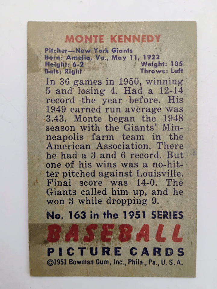 1951 Bowman Monte Kennedy