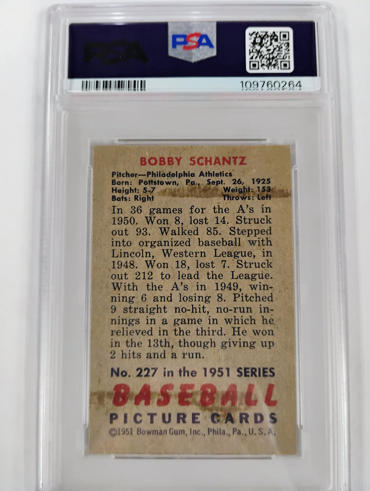 Bowman Bobby Schantz #227 EX PSA 5