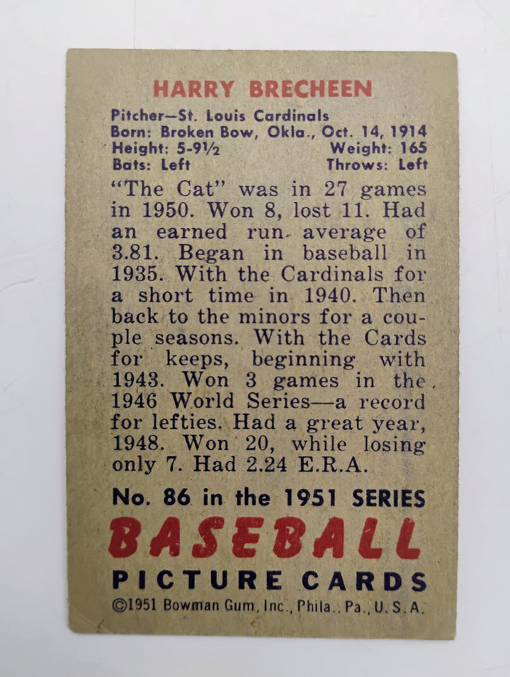1951 Bowman Harry Brecheen