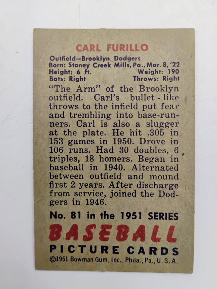 1951 Bowman Carl Furillo