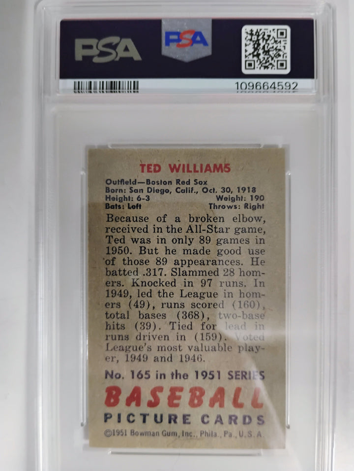 1951 Bowman Baseball Ted Williams PSA 4