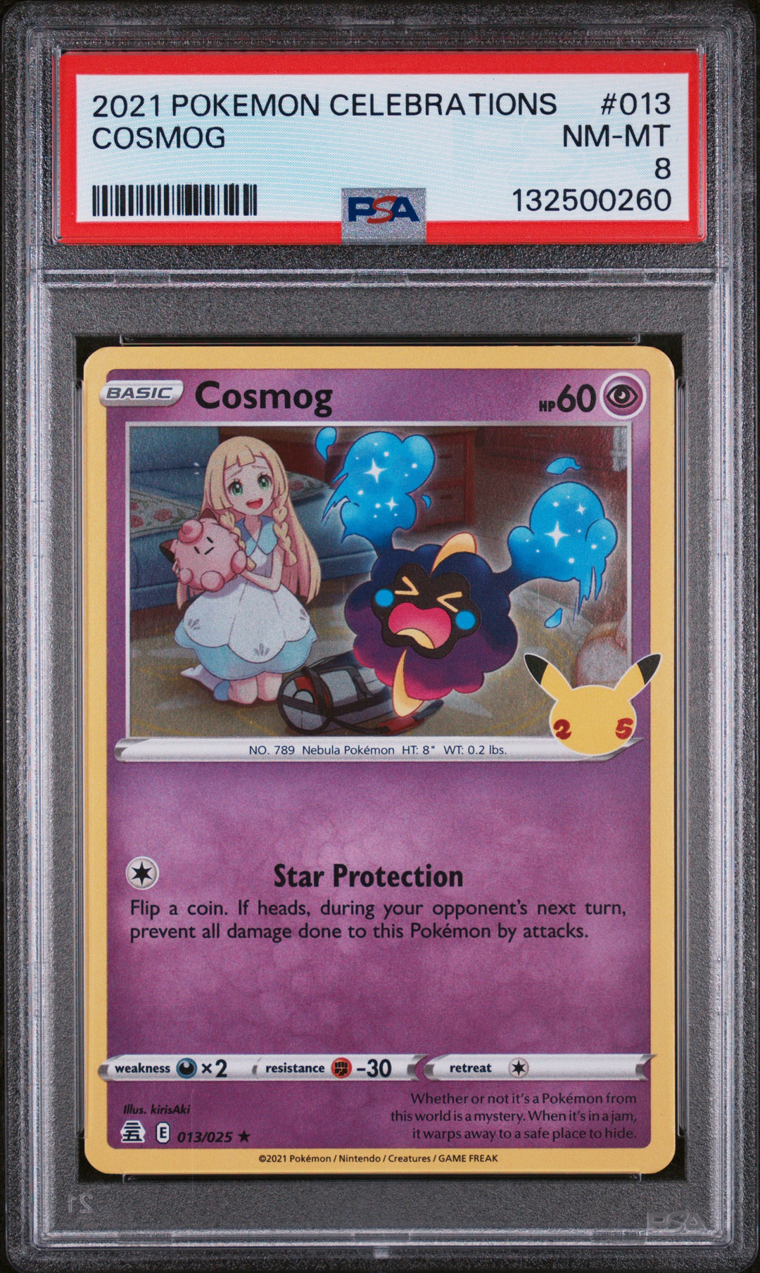 Pokemon 2021 Celebrations Cosmog 013/025 PSA 8