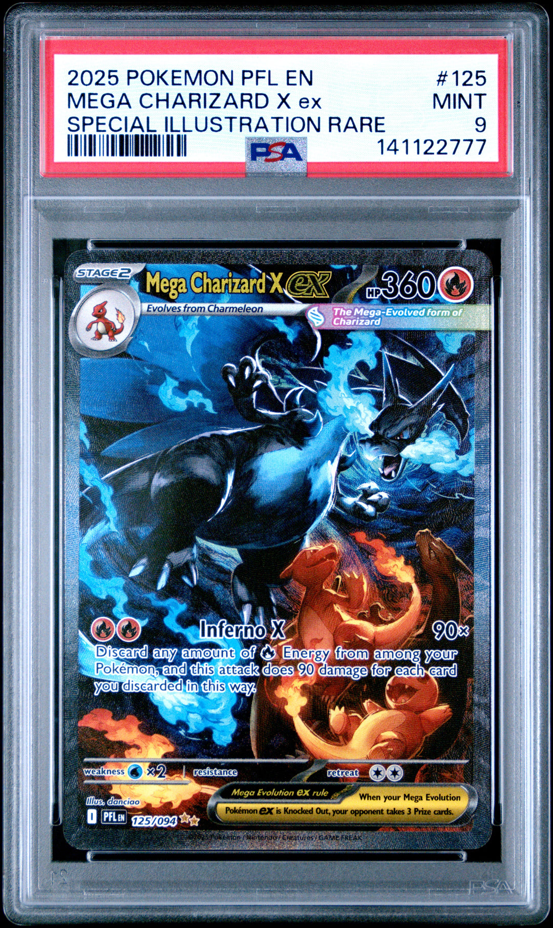 Pokemon 2025 PFL Phantasmal Flames Mega Charizard X ex 125/094 SIR PSA 9