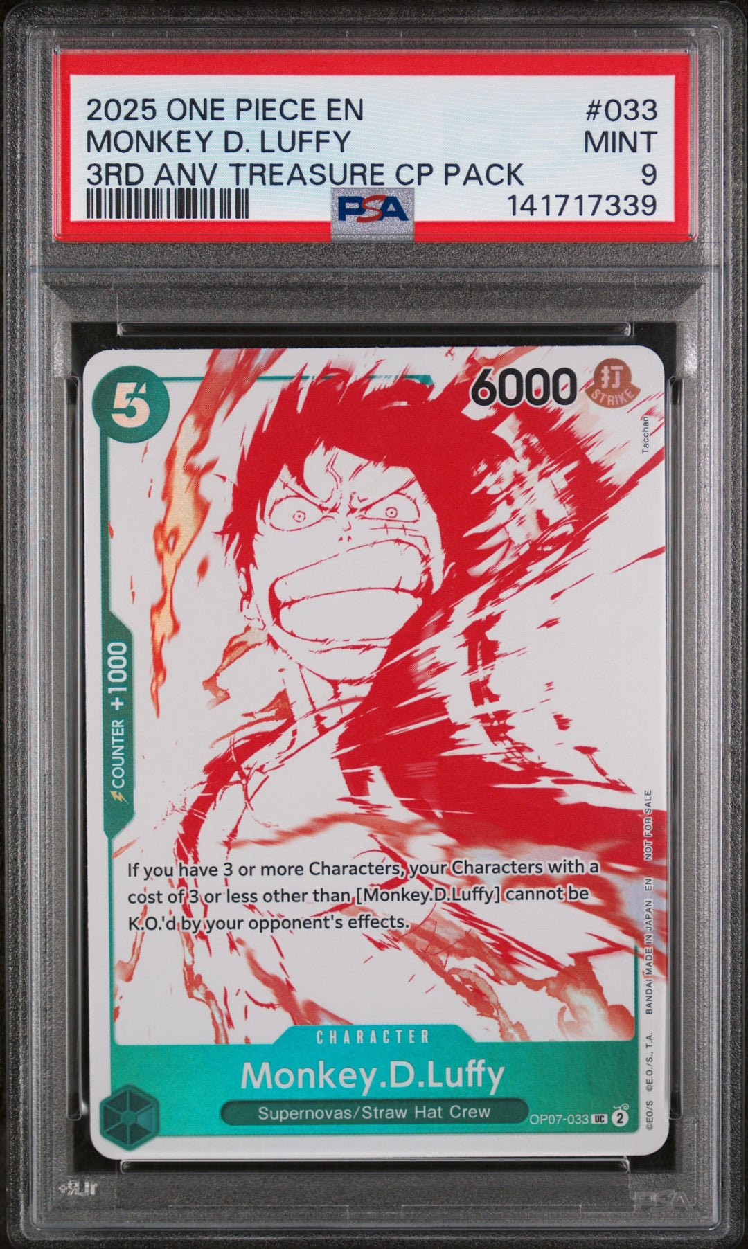One Piece 2025 Monkey D. Luffy 3rd Anv Treasure CP Pack PSA 9