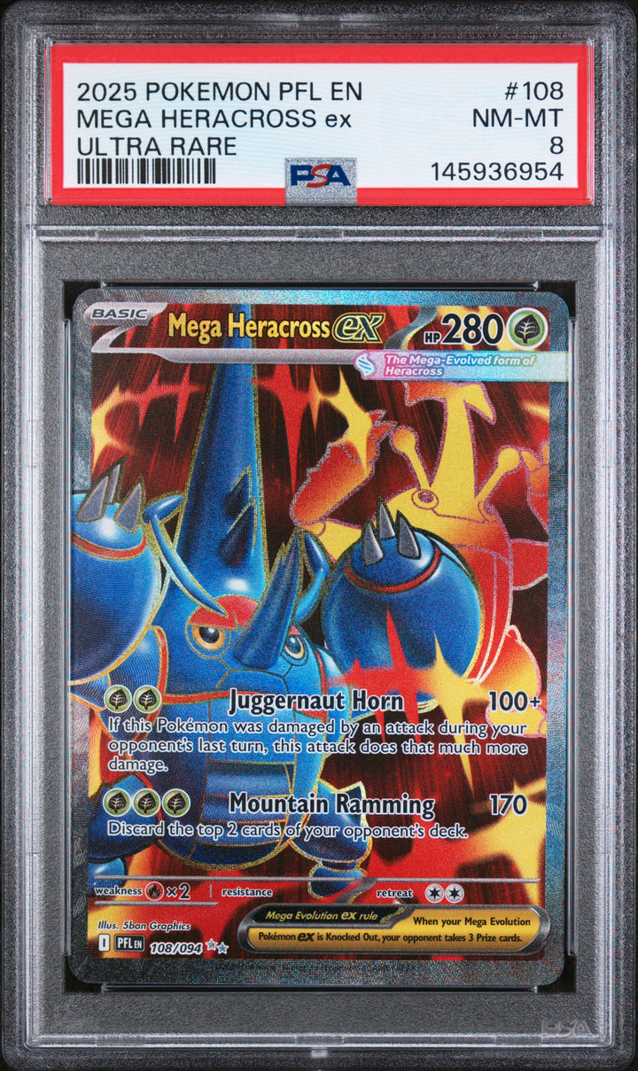 Pokemon 2025 ME PFL Mega Heracross ex 108/094 PSA 8