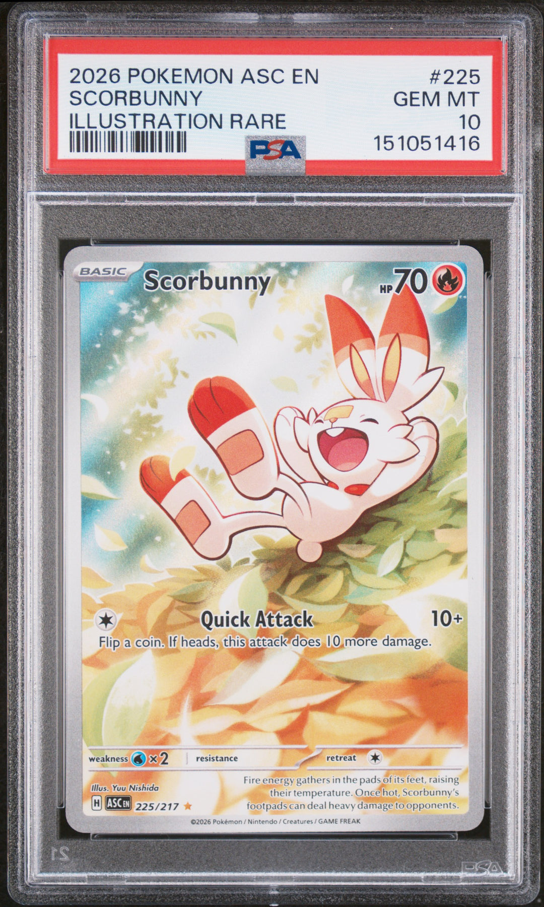 Pokemon 2026 ASC Ascended Heroes Scorbunny IR 225/217 PSA 10