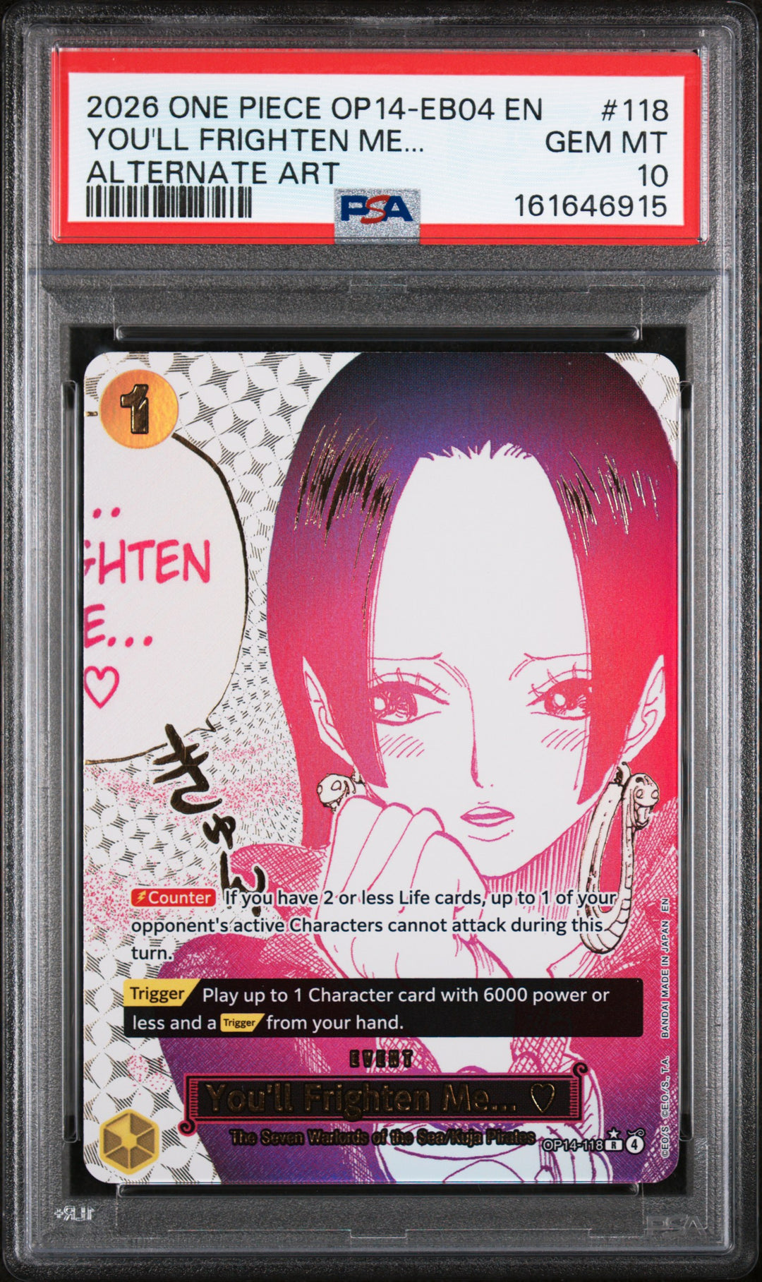 One Piece 2026 OP14 You'll Frighten Me... Alt Art PSA 10