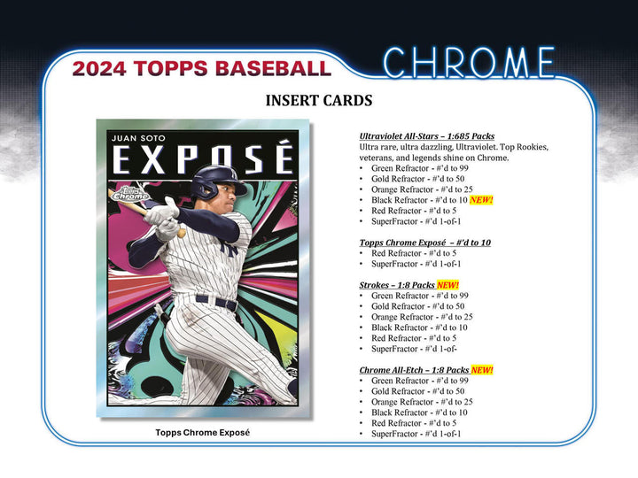 2024 Topps Chrome Baseball Hobby Box (24 Ct)