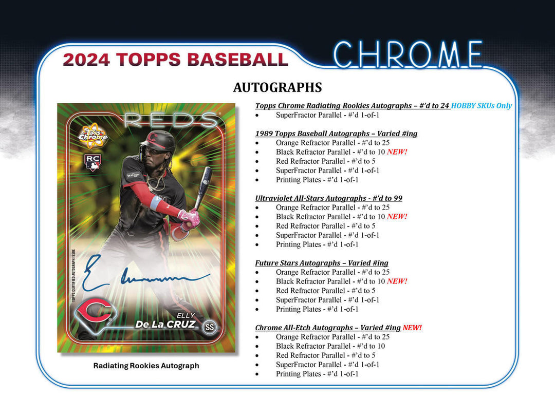 2024 Topps Chrome Baseball Hobby Box (24 Ct)