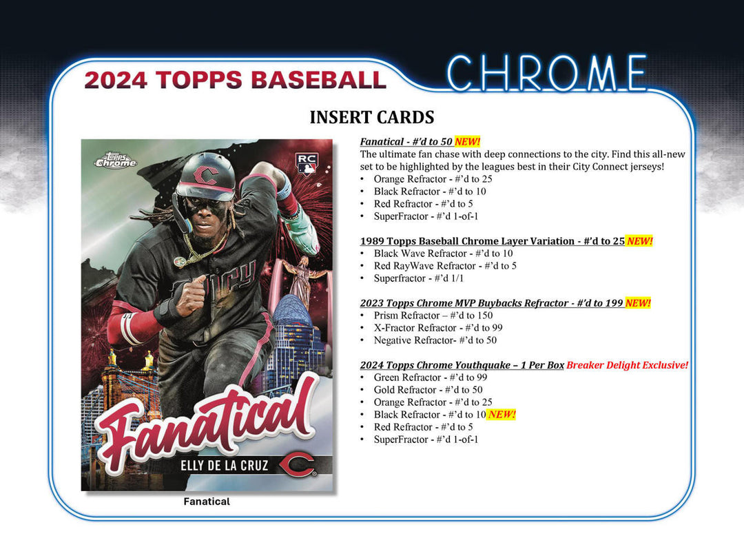 2024 Topps Chrome Baseball Hobby Box (24 Ct)