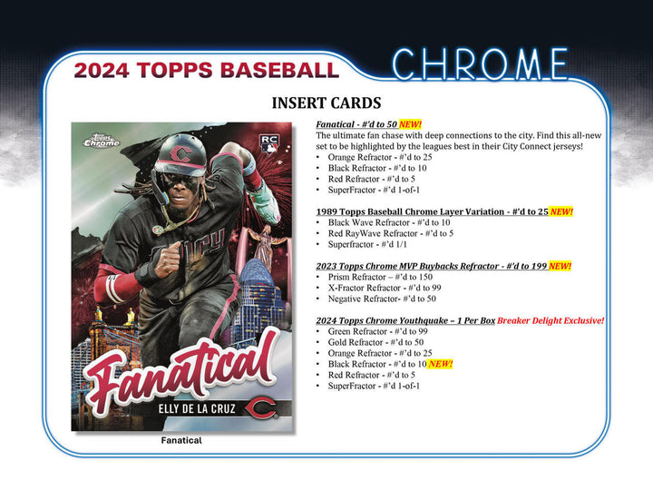 2024 Topps Chrome Baseball Hobby Box (24 Ct)