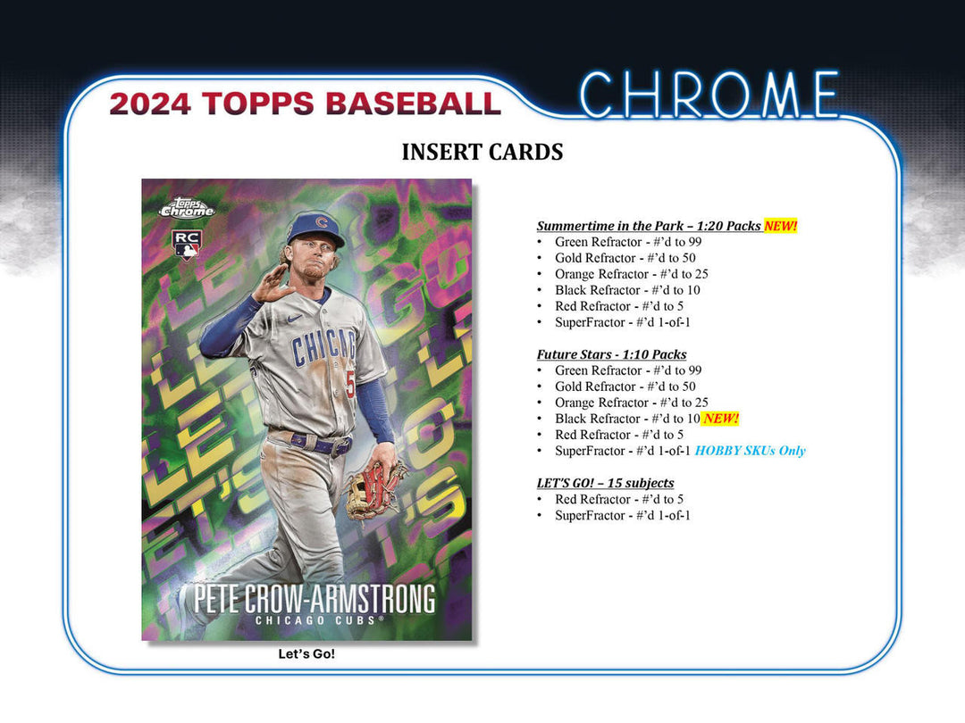 2024 Topps Chrome Baseball Hobby Box (24 Ct)