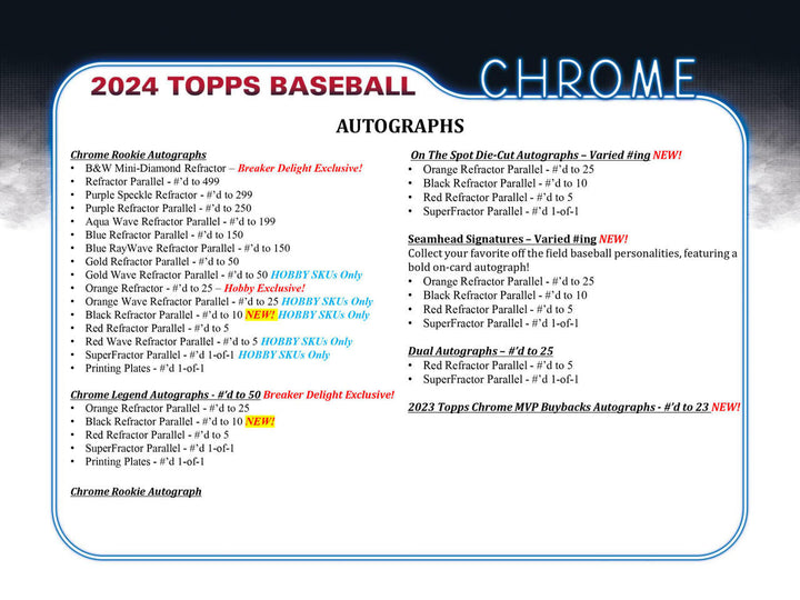 2024 Topps Chrome Baseball Hobby Box (24 Ct)