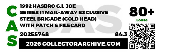 G.I. Joe - Series 11 - 1992 Hasbro G.I. Joe Loose Action Figure & Filecard - Steel Brigade Mail-Away (With Patch) CAS 80+
