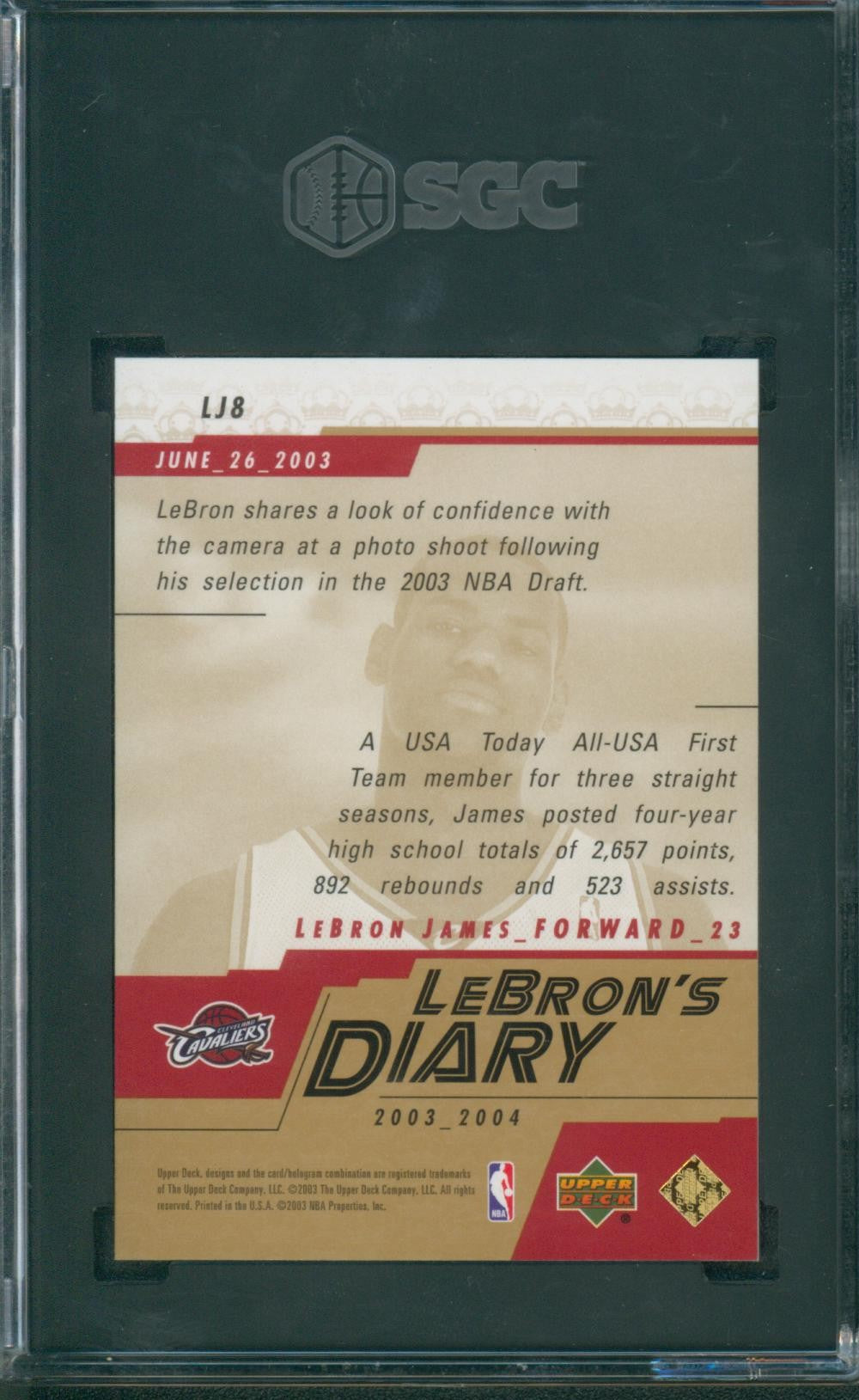 2003-04 Upper Deck Lebron James #LJ8 SGC 9.5
