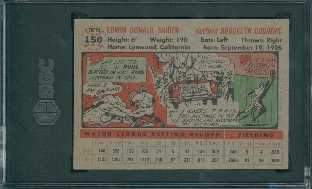 1956 Topps Baseball Duke Snider #150 SGC 4.5