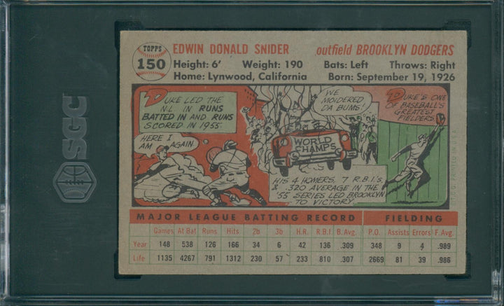 1956 Topps Baseball Duke Snider #150 SGC 4.5
