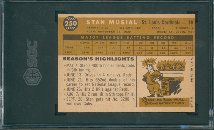 1960 Topps Baseball Stan Musial #250 SGC 6