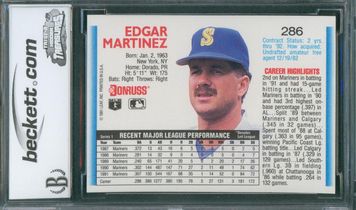 1992 Donruss Baseball Edgar Martinez #286 BCCG 9