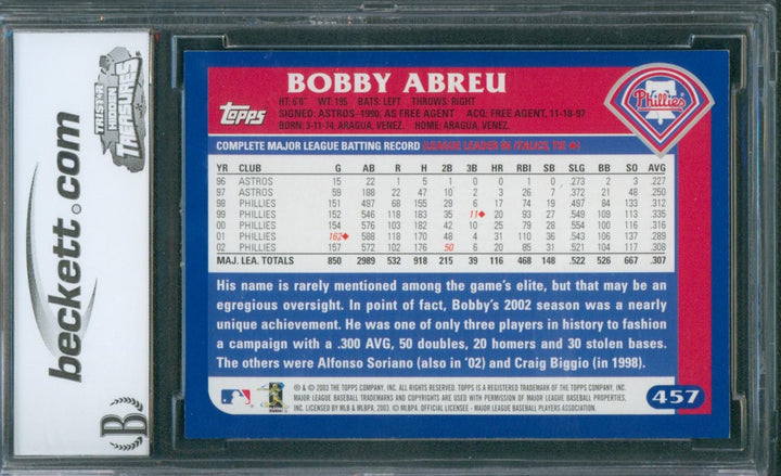 2003 Topps Baseball Bobby Abreu #457 BCCG 9