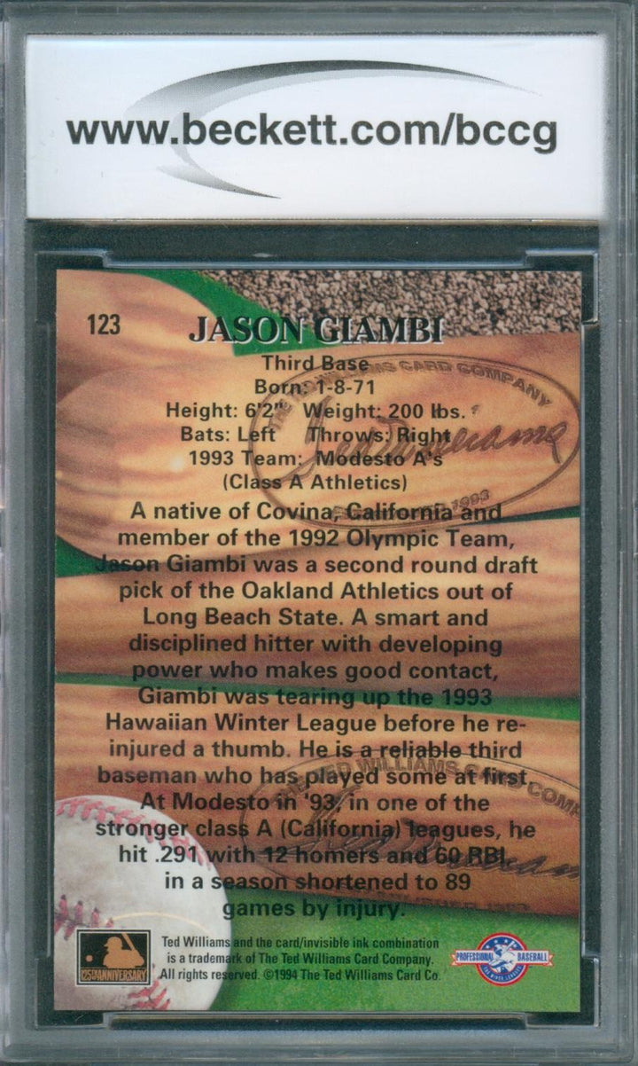 1994 Ted Williams Baseball Jason Giambi #123 BCCG 10