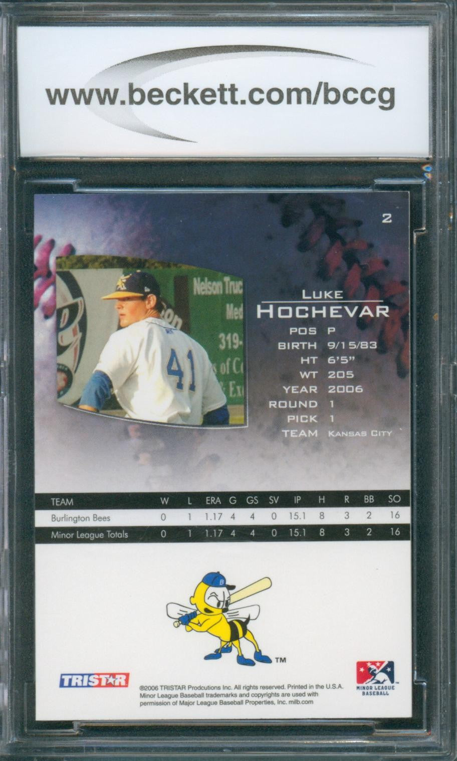 2006 Tristar Baseball Prospect Plus Luke Hochevar PD #2 BCCG 10