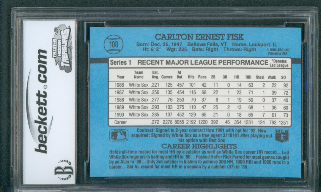 1991 Donruss Baseball Carlton Fisk #108 BCCG 10