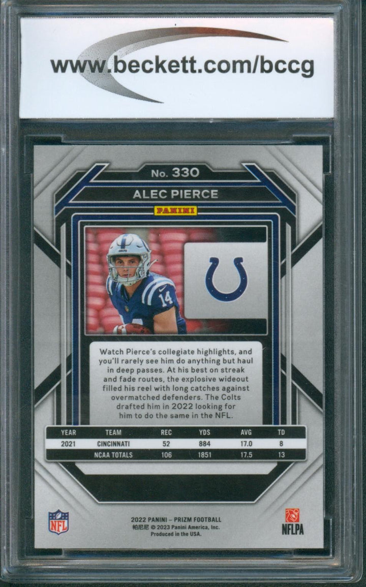 2022 Panini Primz Football Alec Pierce #330 BCCG 10