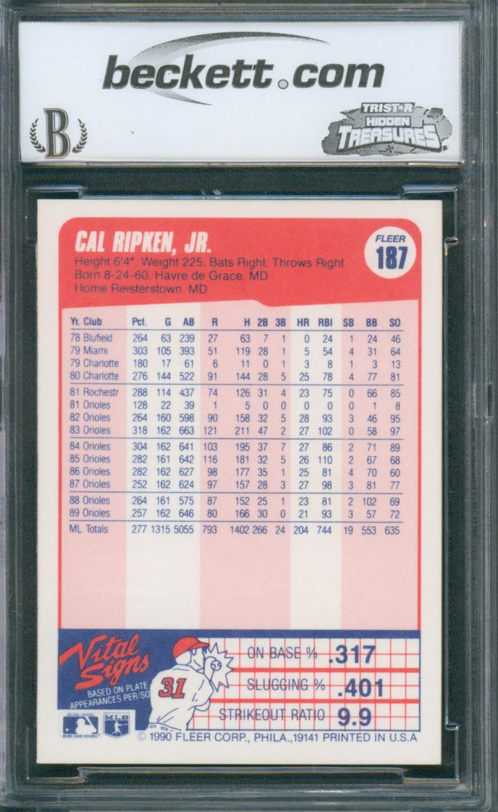 1990 Fleer Baseball Cal Ripken #187 BCCG 9