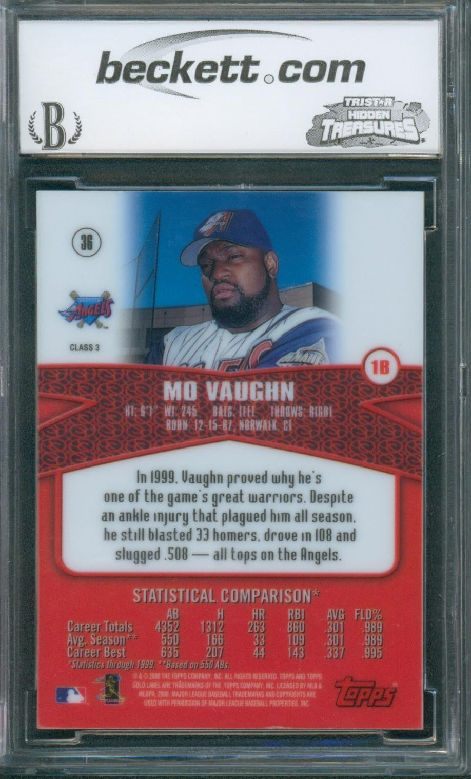 2000 Topps Baseball Gold Label Class 3 Mo Vaughn #36 BCCG 10