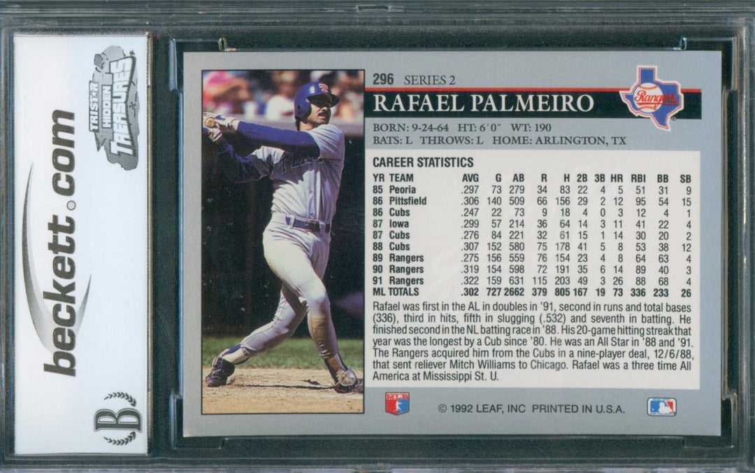 1992 Leaf Baseball Rafael Palmeiro #296 BCCG 10