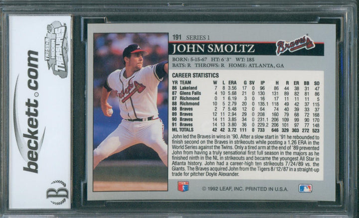 1992 Leaf Baseball John Smoltz #191 BCCG 10