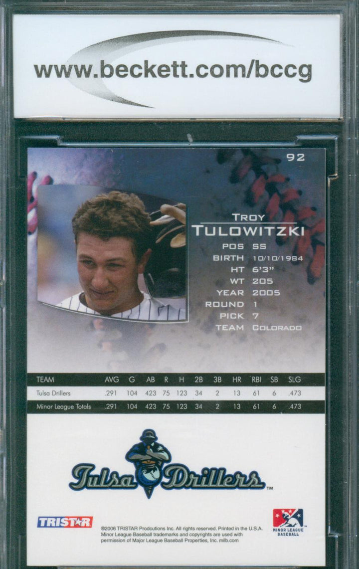 2006 Tristar Baseball Prospects Plus Troy Tulowitzki #92 BCCG 10