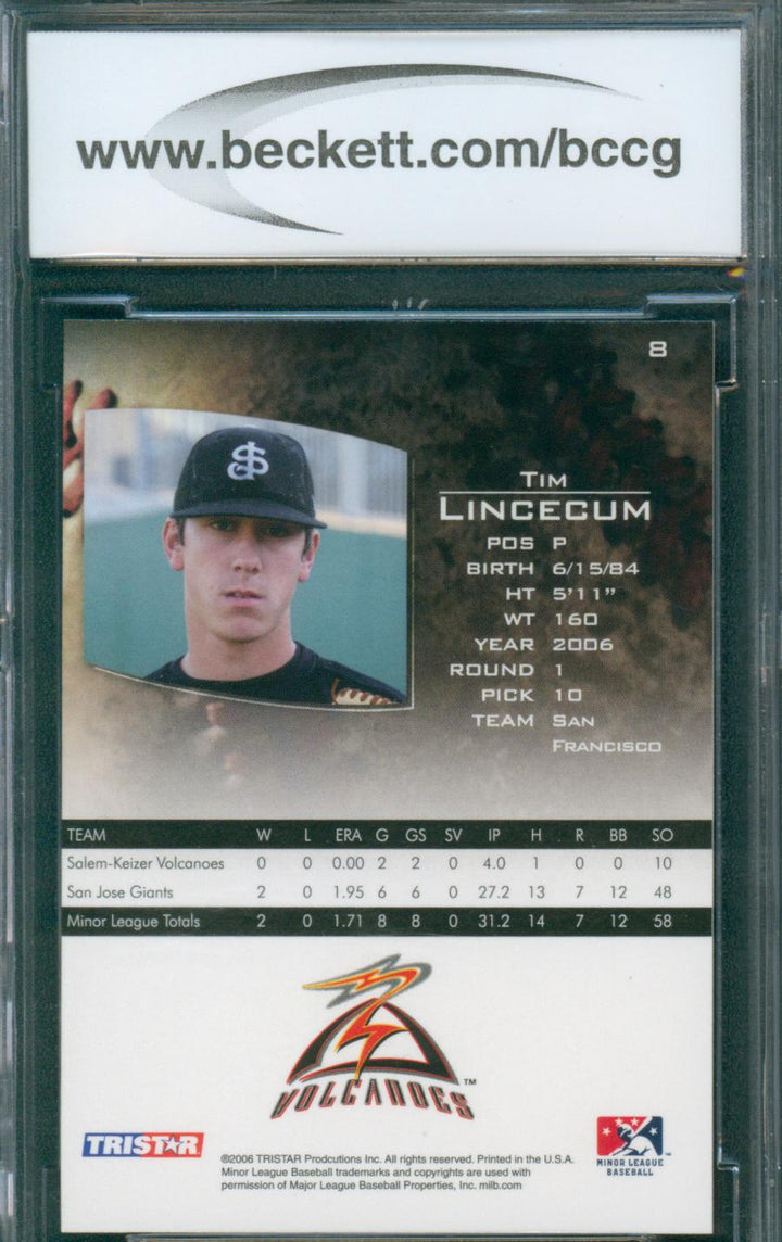2006 Tristar Baseball Prospects Plus Tim Lincecum # 8 BCCG 10