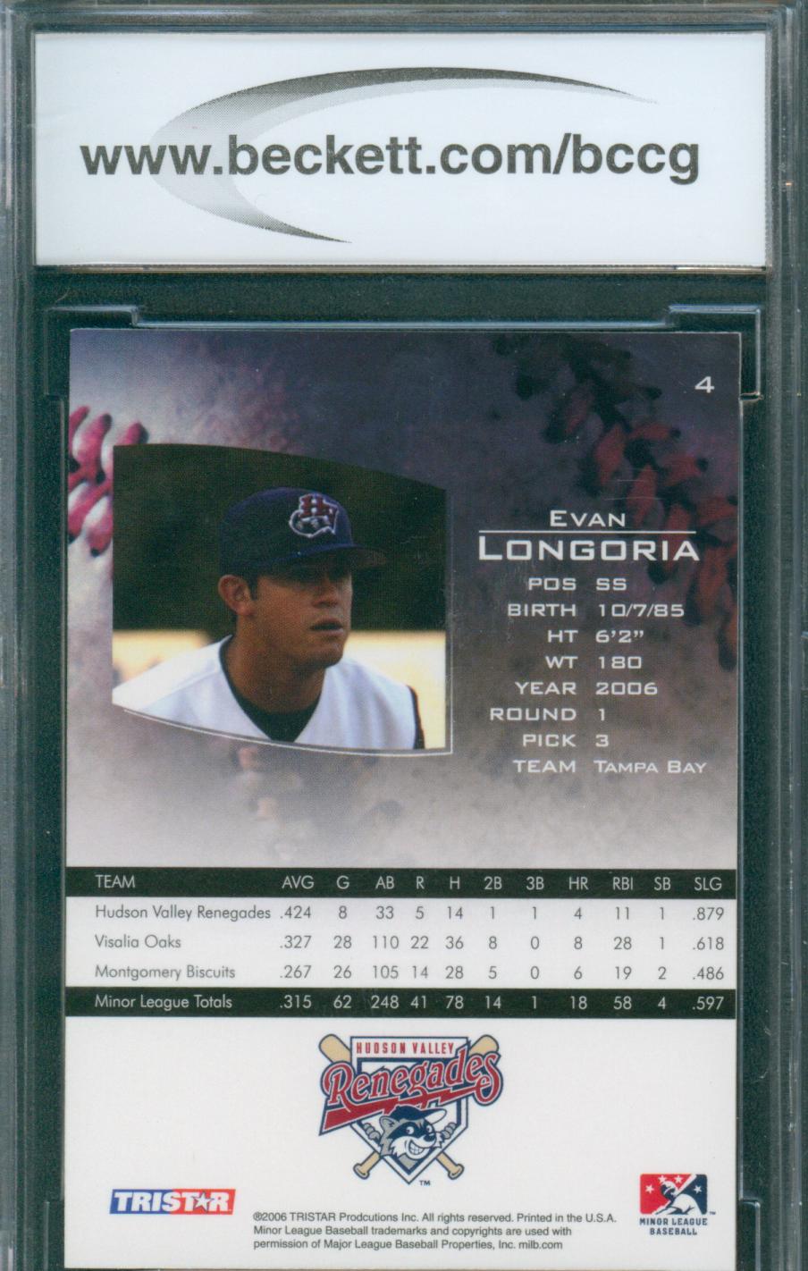 2006 Tristar Baseball Prospects Plus Evan Longoria PD #4 BCCG 10