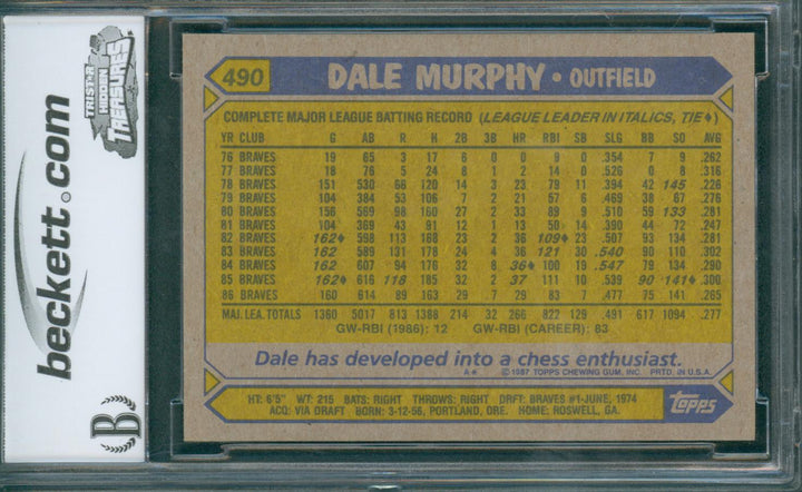 1987 Topps Baseball Dale Murphy  #490 BCCG 10