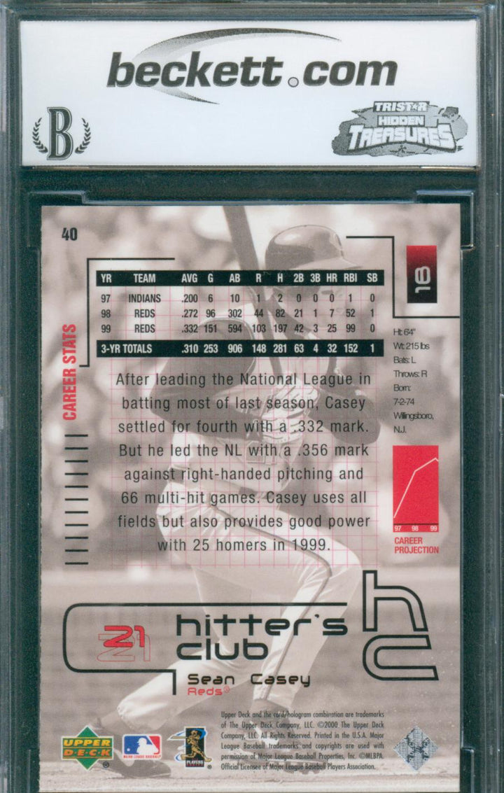 2000 Upper Deck Baseball Hitter's Club Sean Casey #40 BCCG 10