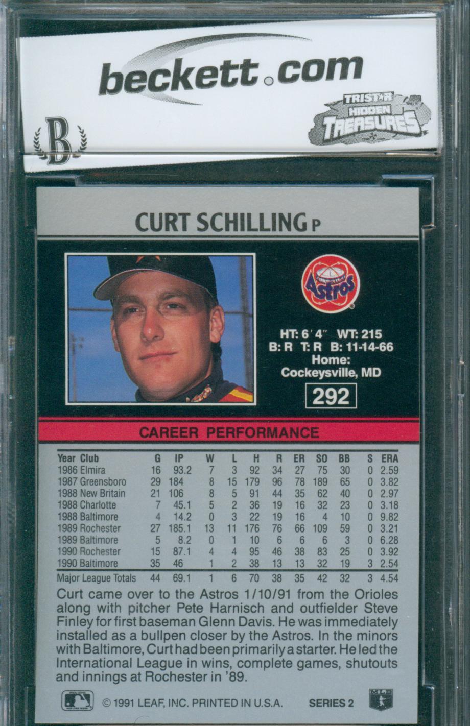 1991 Leaf Baseball Curt Schilling #292 BCCG 10