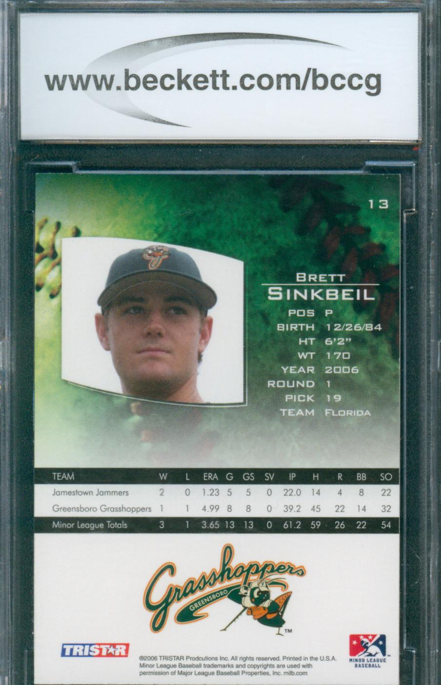2006 Tristar Baseball Prospects Plus Brett Sinkbeil PD #13 BCCG 10