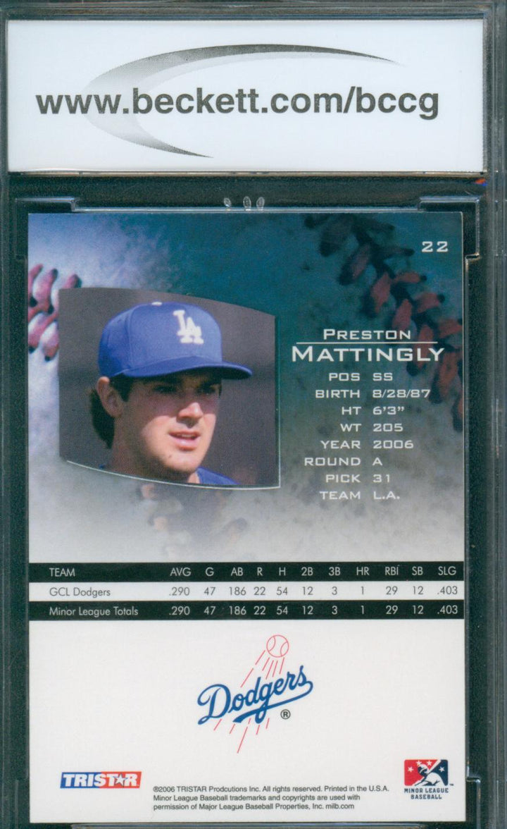2006 Tristar Baseball Prospects Plus Preston Mattingly PD #22 BCCG 10