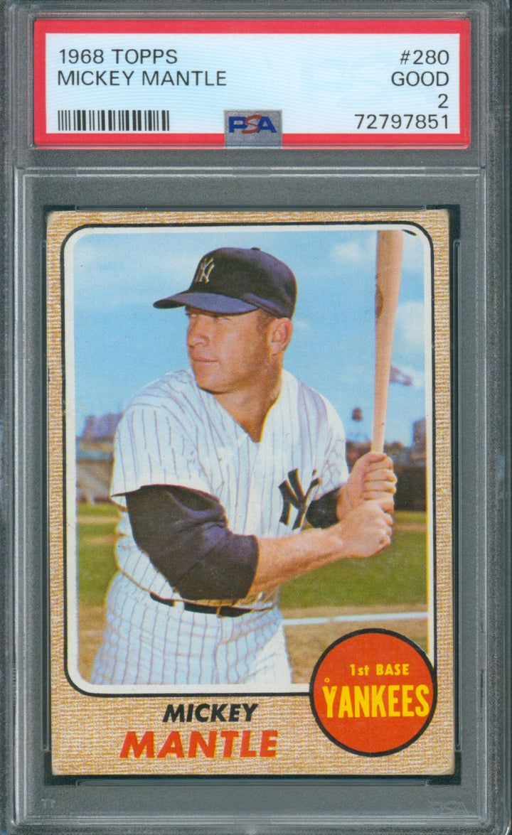 1968 Topps Mickey Mantle #280 PSA 2 Good