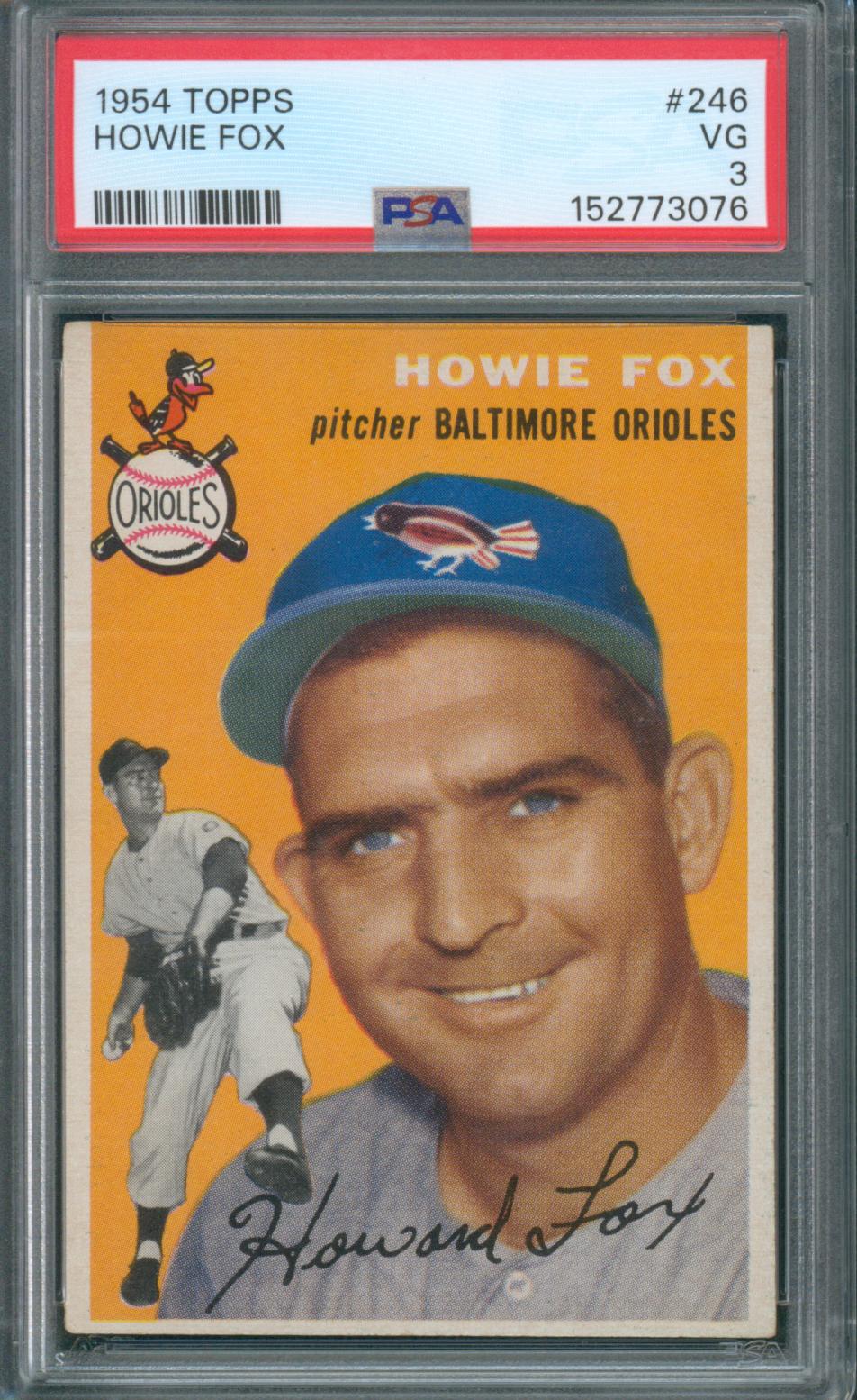 1954 Topps Baseball Howie Fox #246 PSA 3 VG