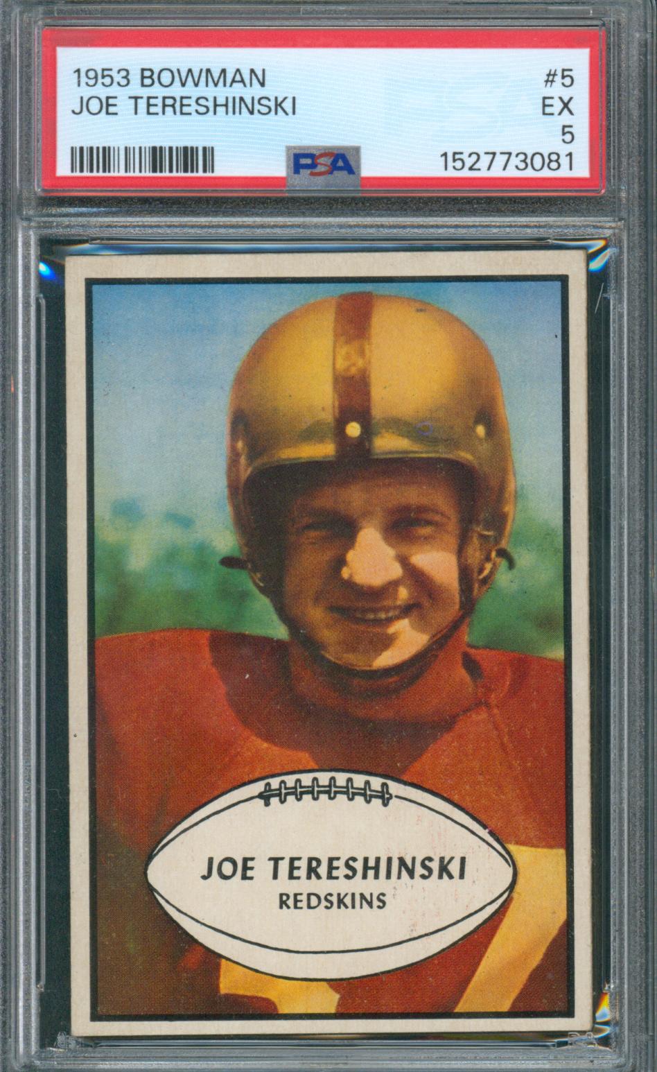1953 Bowman Football Joe Tereshinski #5 PSA 5 EX
