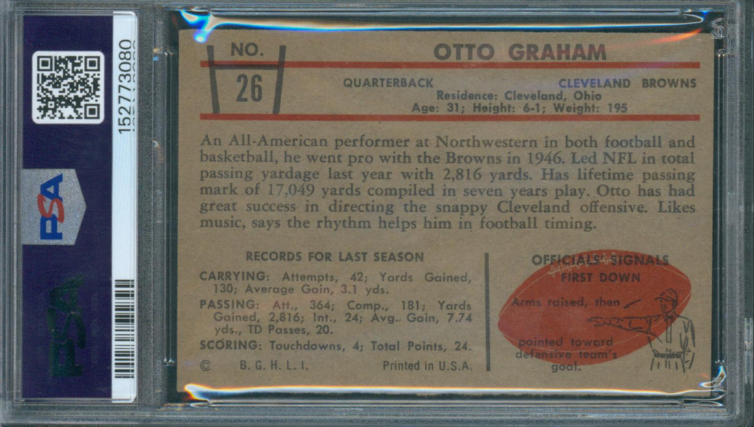 1953 Bowman Football Otto Graham #26 PSA 6 EX-NM