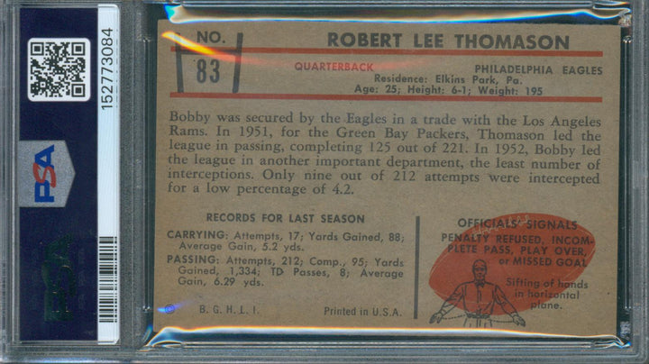 1953 Bowman Football Bob Thomason  #83 PSA 5 EX