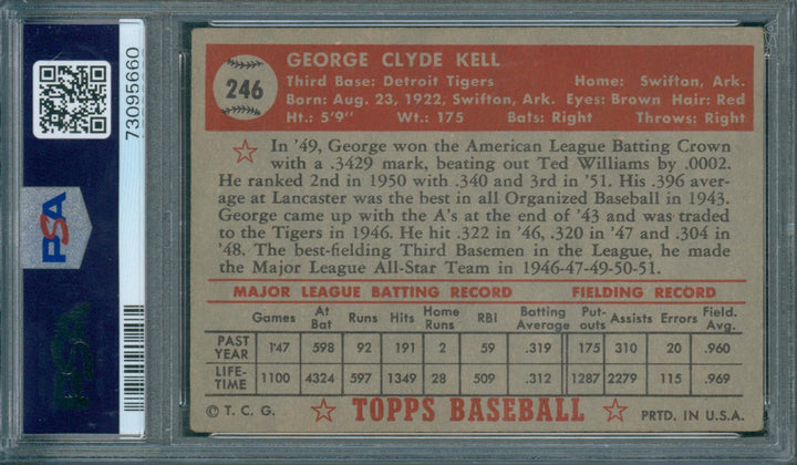 1952 Topps Baseball George Kell #246 PSA 3