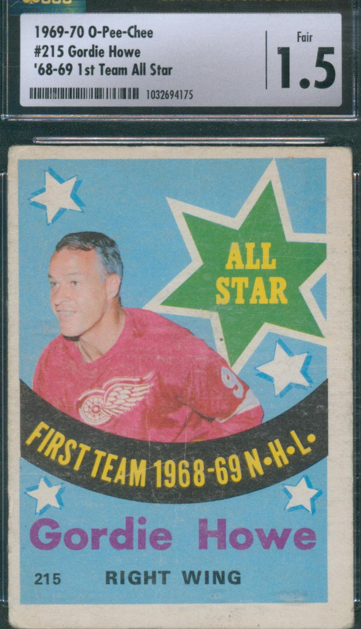 1969-70 O-Pee-Chee Hockey Gordie Howe #215 '68-69 1st Team All Star CSG 1.5