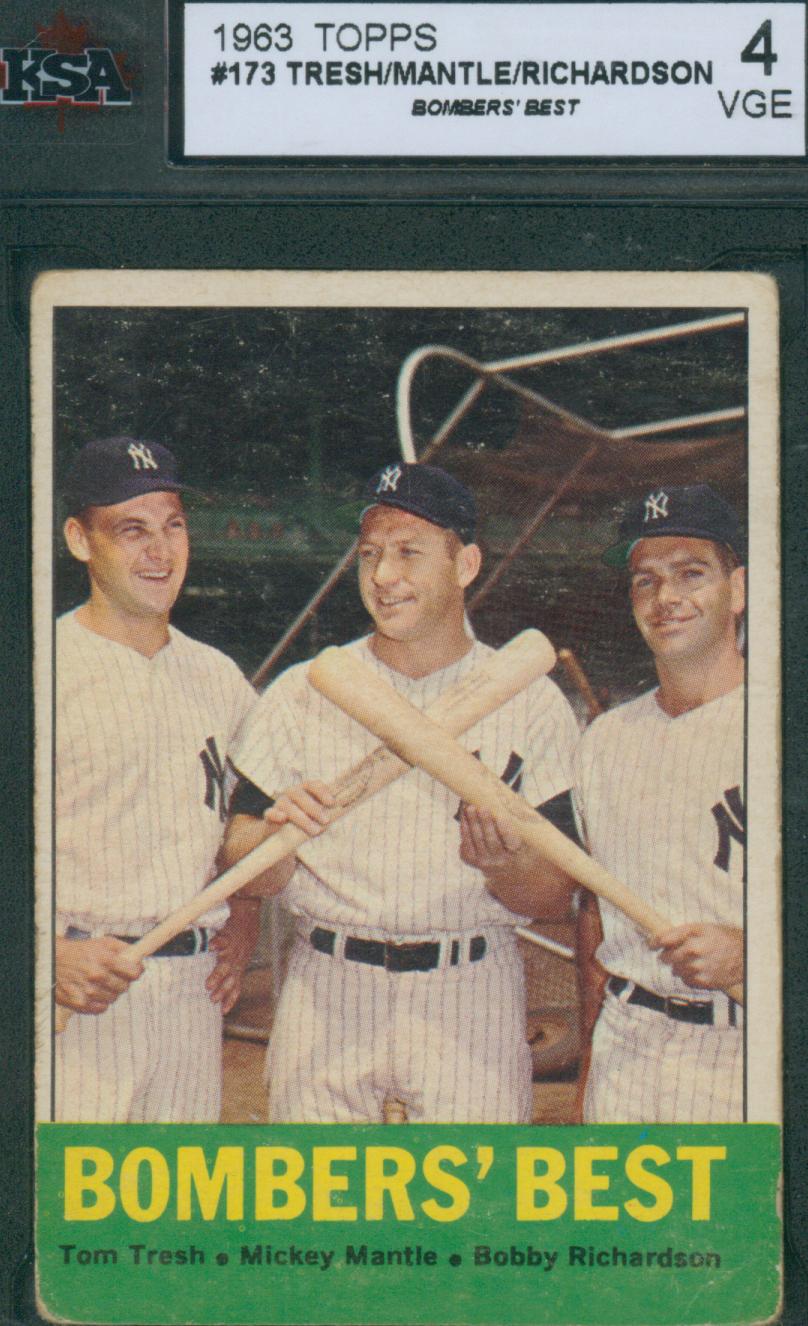 1963 Topps Baseball Tresh/Mantle/Richardson #173 KSA 4