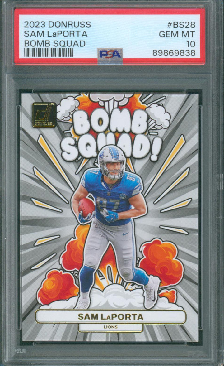 2023 Donruss Football Donruss Sam LaPorta Bomb Squad #BS-28 PSA 10